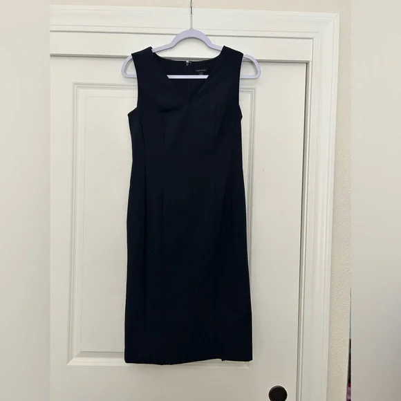 Ann Taylor Navy V-Neck Midi Dress Size 2 - Picture 3 of 4